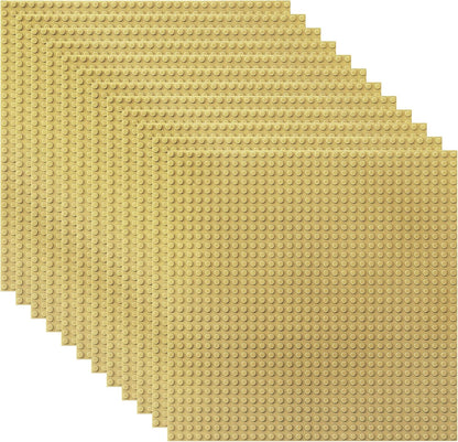 6 Pack Classic Baseplates 10" X 10", Building Base Plates for Building Bricks, 100% Compatible with Major Brands and Activity Table-Baseplate, Sturdy & Safe, Age 3 and up Kids, Sand