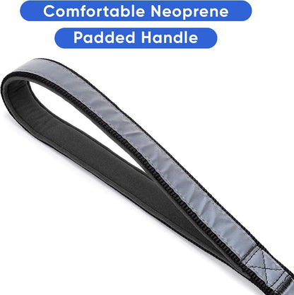 Black Dog Leash 6 Ft Custom ID Lead for Dogs & Puppies Reflective Comfortable Padded Handle Embroidered Name & Phone Number