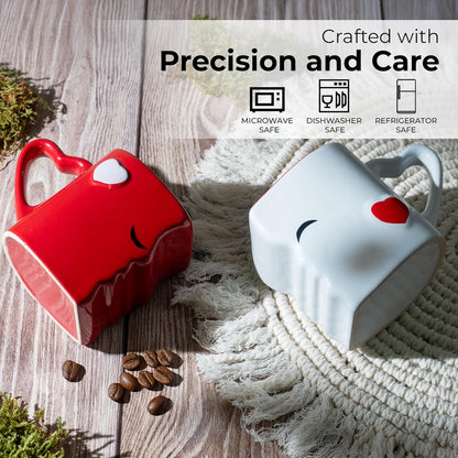 - Coffee Mug Set of 2 (10 Oz), Ceramic (Red)