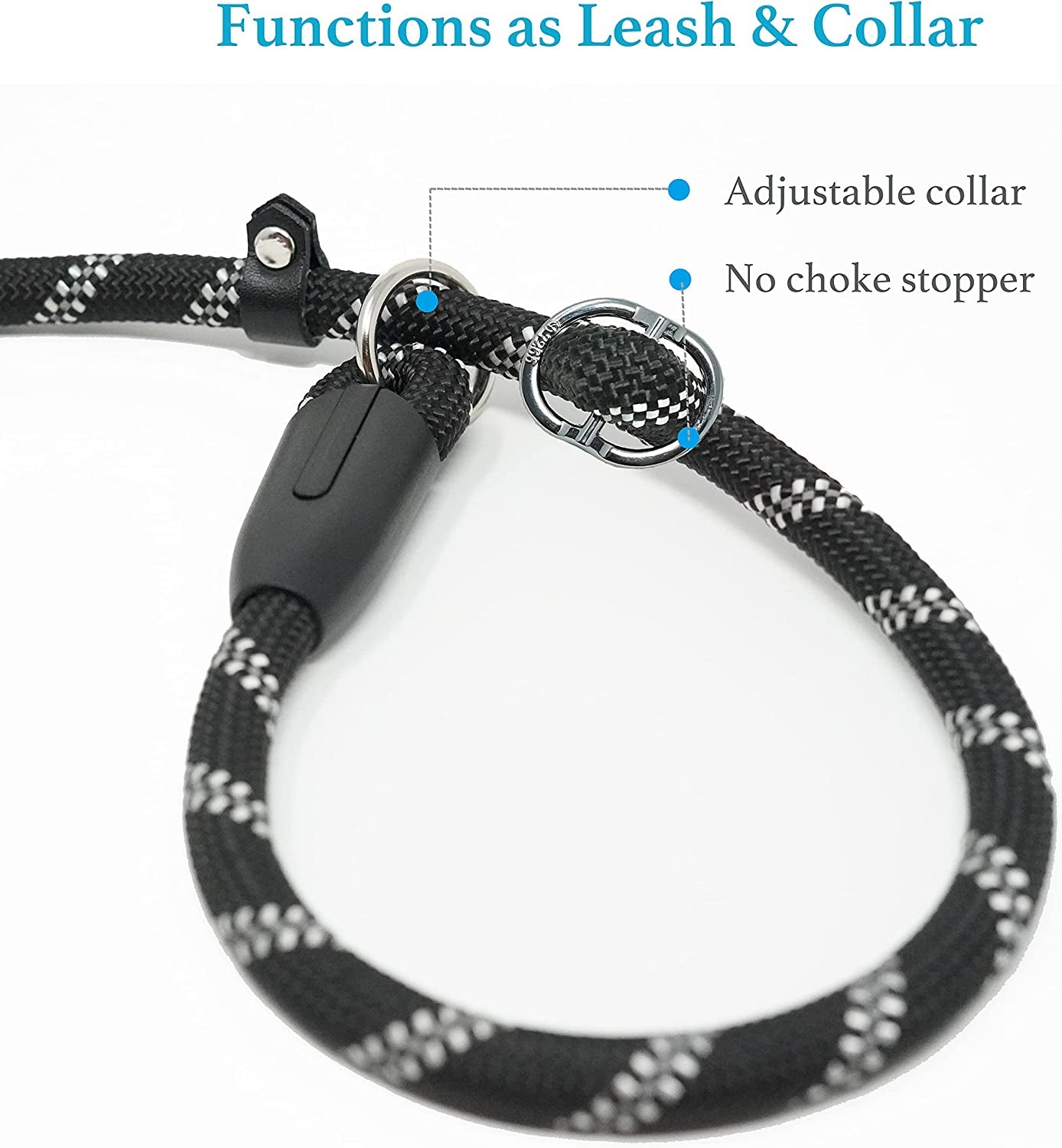 Durable Slip Lead Dog Leash, 1/2" X 4 FT, Black