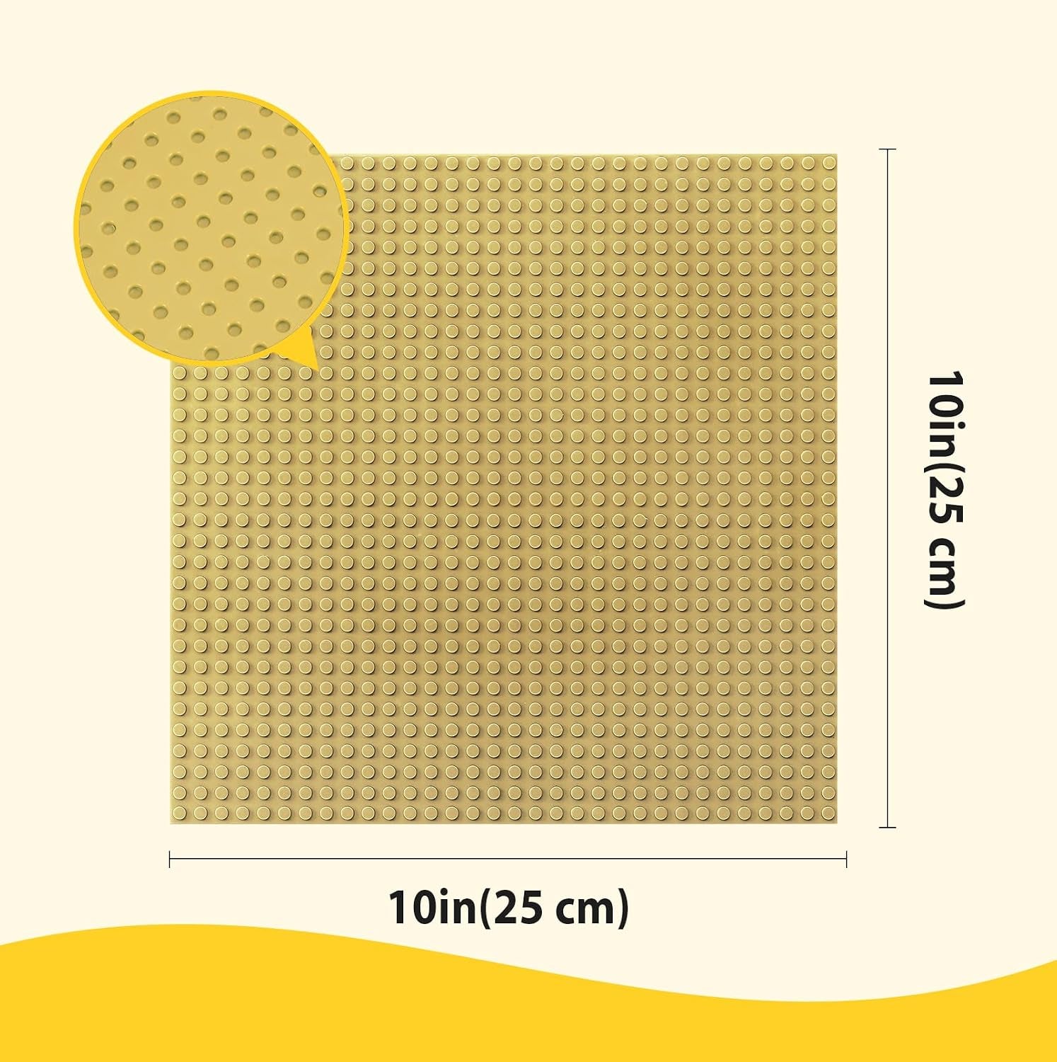 6 Pack Classic Baseplates 10" X 10", Building Base Plates for Building Bricks, 100% Compatible with Major Brands and Activity Table-Baseplate, Sturdy & Safe, Age 3 and up Kids, Sand