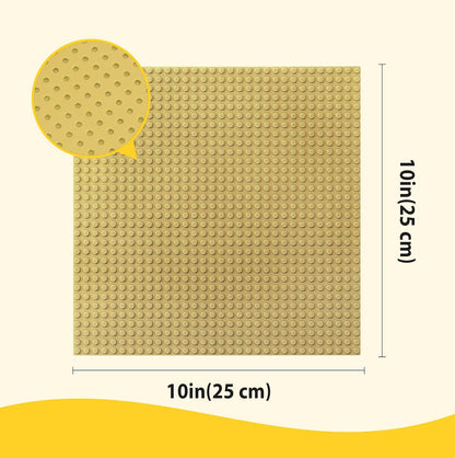 6 Pack Classic Baseplates 10" X 10", Building Base Plates for Building Bricks, 100% Compatible with Major Brands and Activity Table-Baseplate, Sturdy & Safe, Age 3 and up Kids, Sand