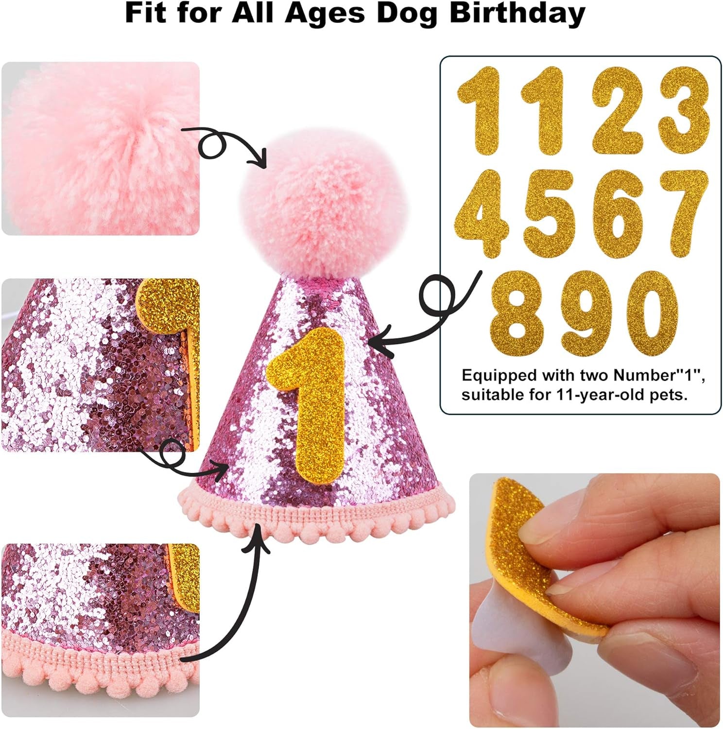Dog Birthday Party Supplies Bandana Hat Banner Set Dog Boy Girl Cute Bow Tie Scarf Birthday Decorations (Pink with Balloon)