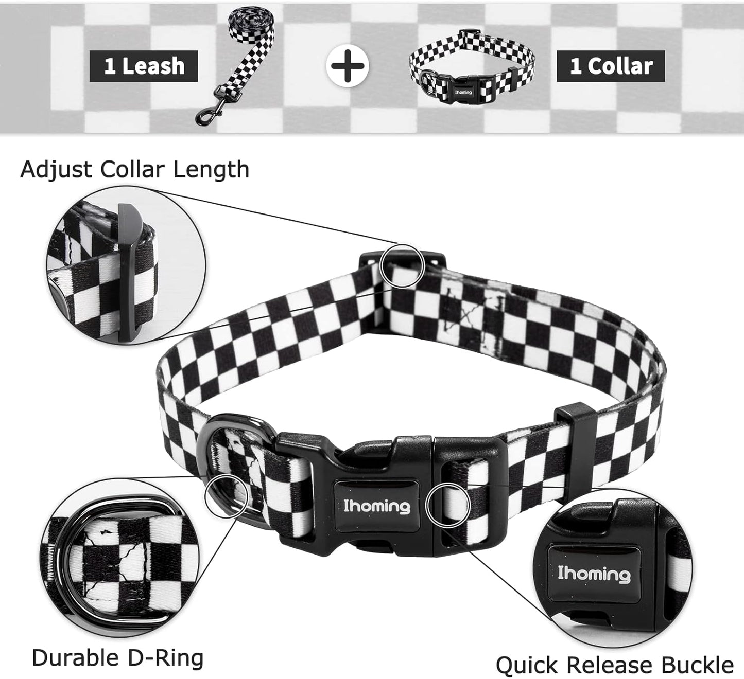 Dog Collar and Leash Set for Large Dogs, up to 80 Lbs