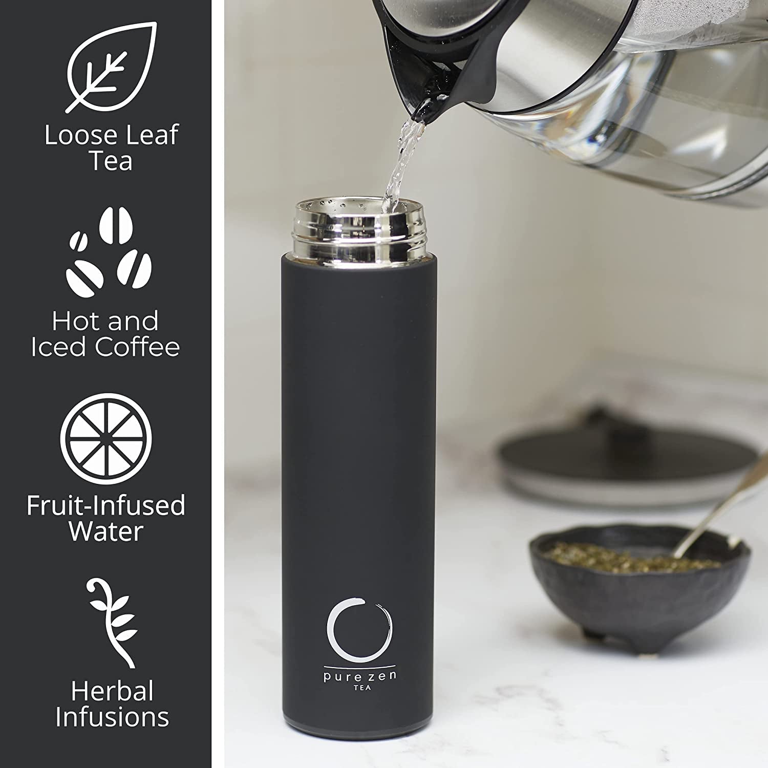 Insulated Tea Infuser Bottle, 15 Oz, Tea Thermos with Infuser