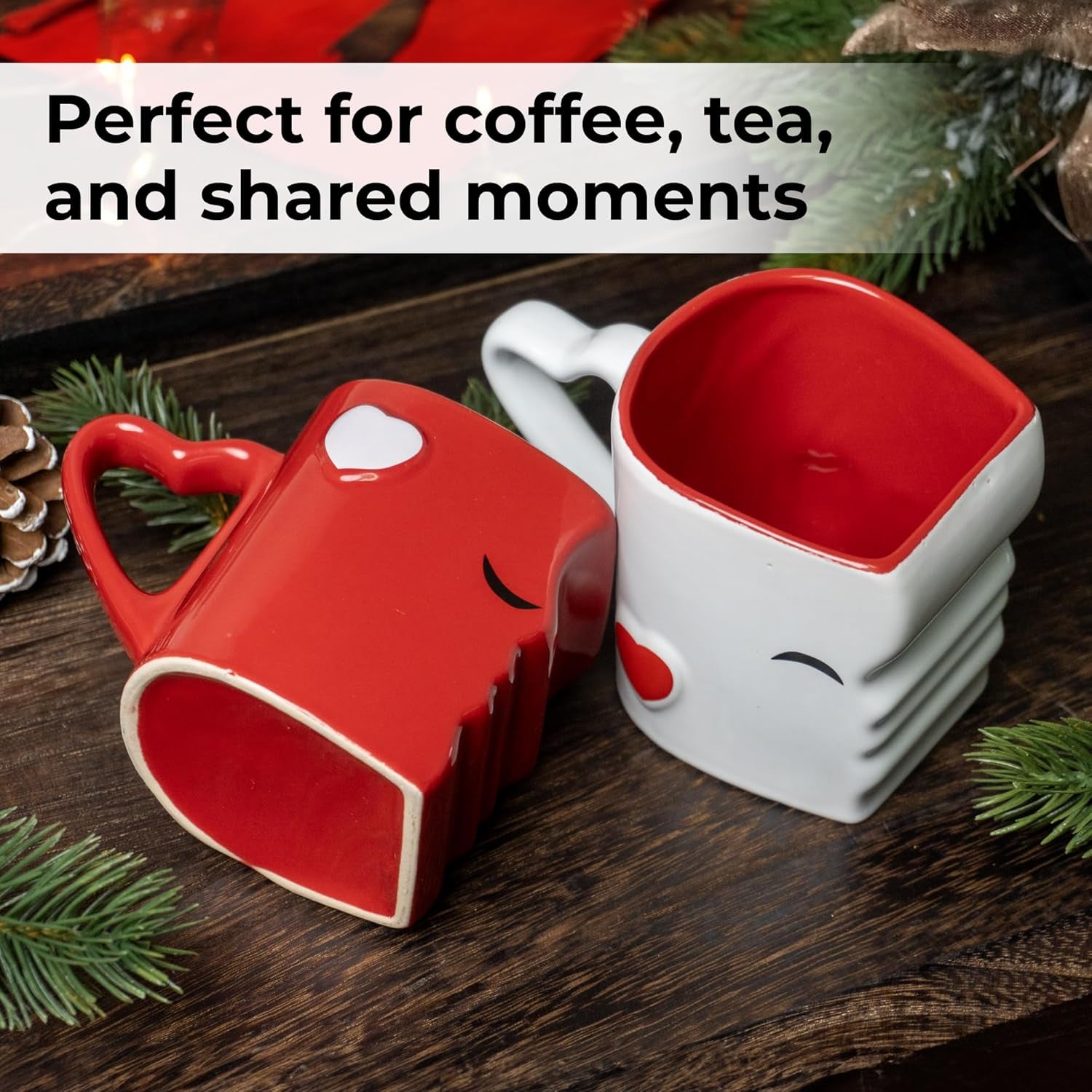 - Coffee Mug Set of 2 (10 Oz), Ceramic (Red)