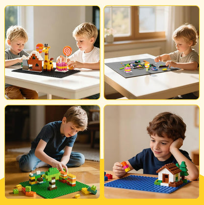 6 Pack Classic Baseplates 10" X 10", Building Base Plates for Building Bricks, 100% Compatible with Major Brands and Activity Table-Baseplate, Sturdy & Safe, Age 3 and up Kids, Sand