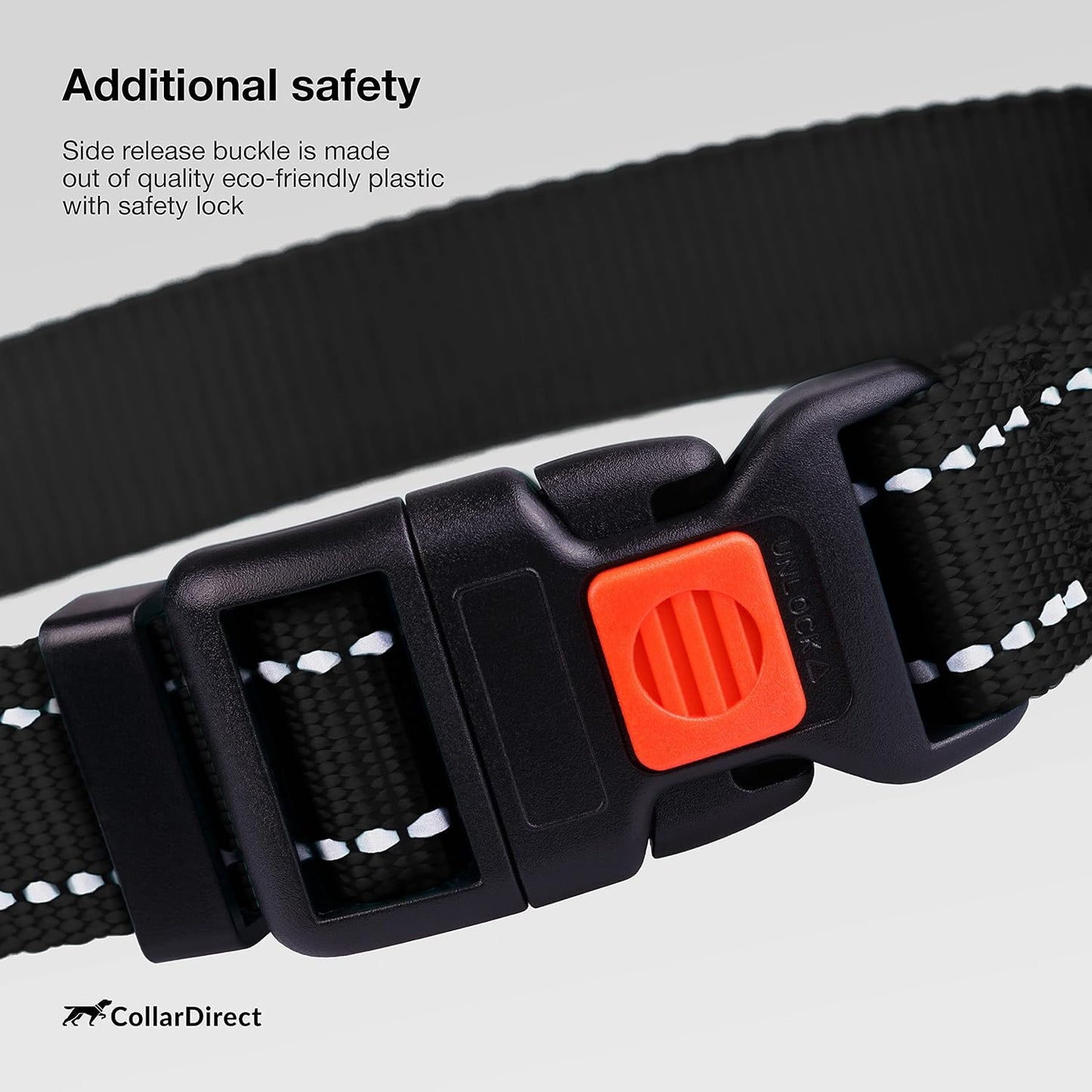 Reflective Dog Collar, Quick-Release Buckle (Black, 7-11 Inch (New))