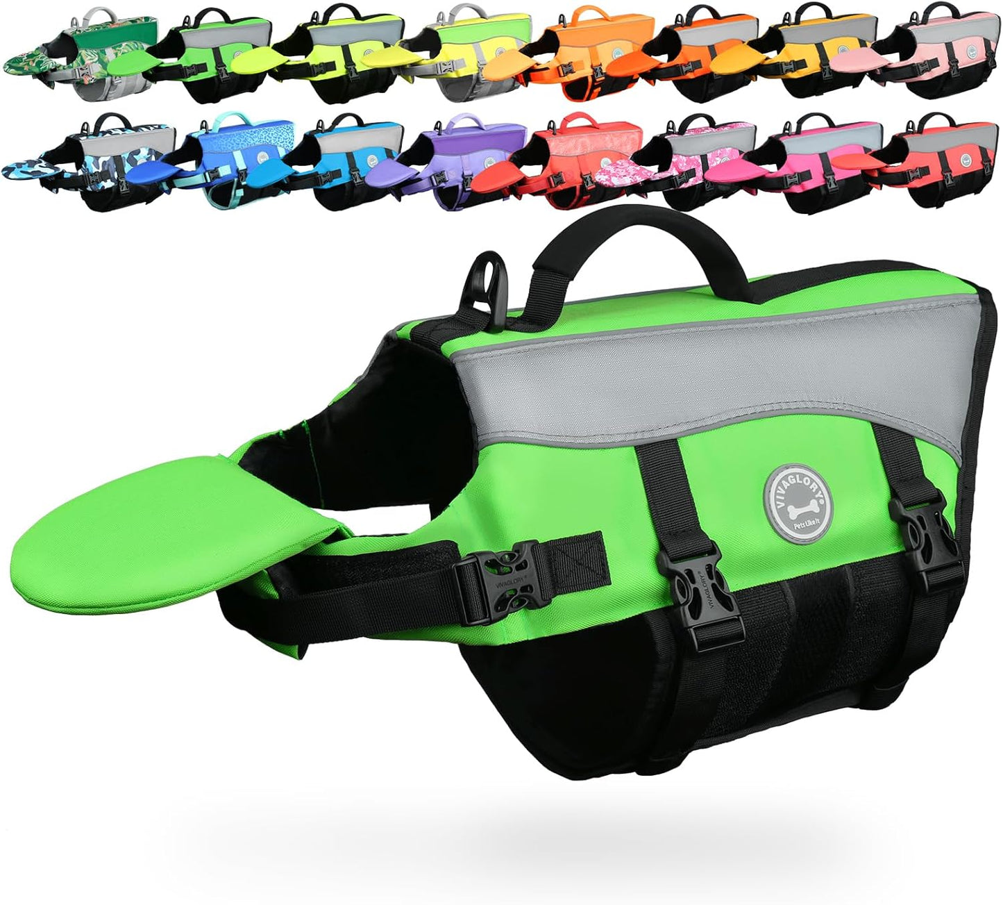 Dog Life Vest Front Float Dog Swim Vest, XXS, Bright Green