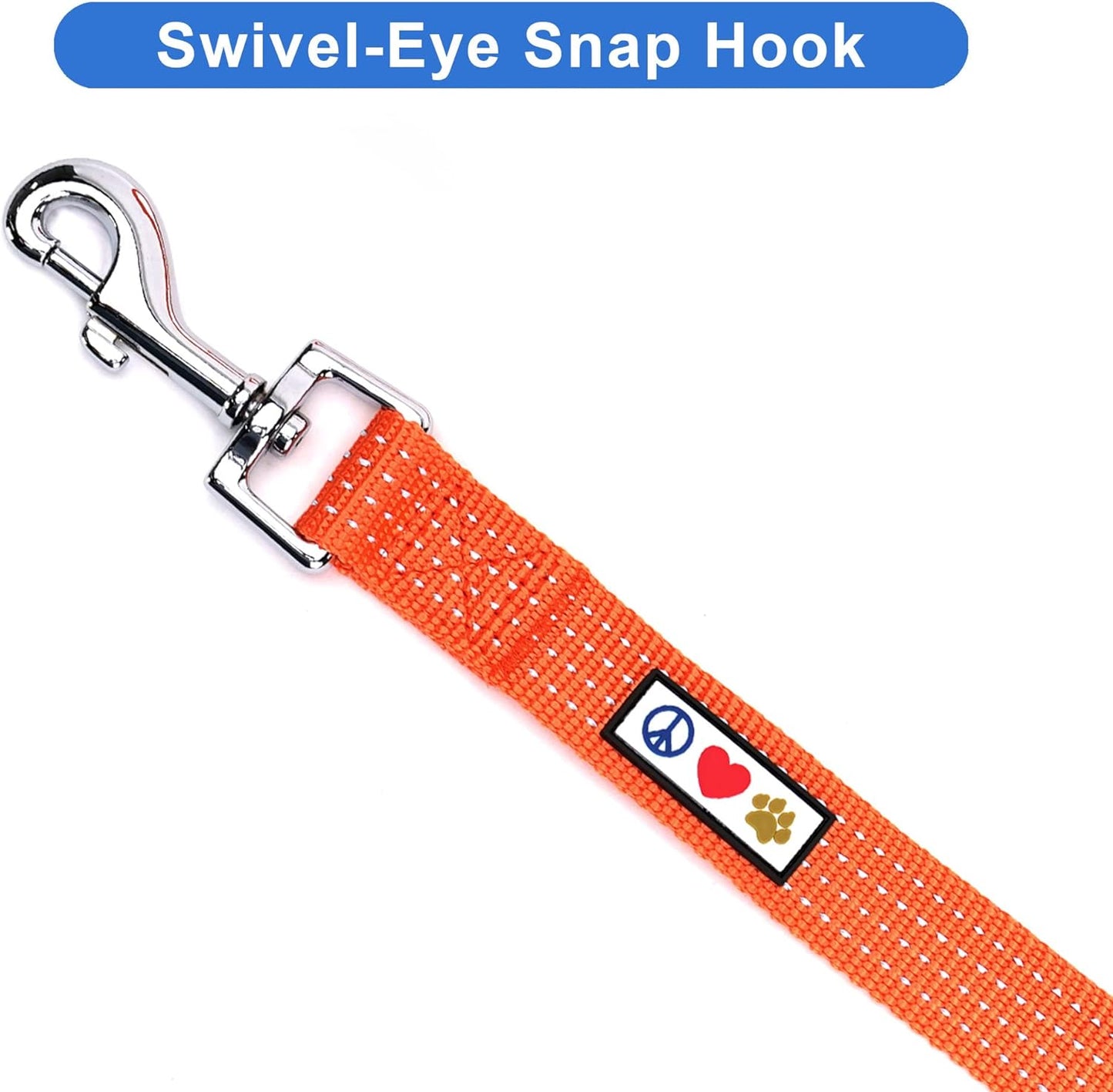 Orange Dog Leash 6 Ft M/L Reflective Durable Lightweight Dog Lead for Medium or Large Dogs and Puppies