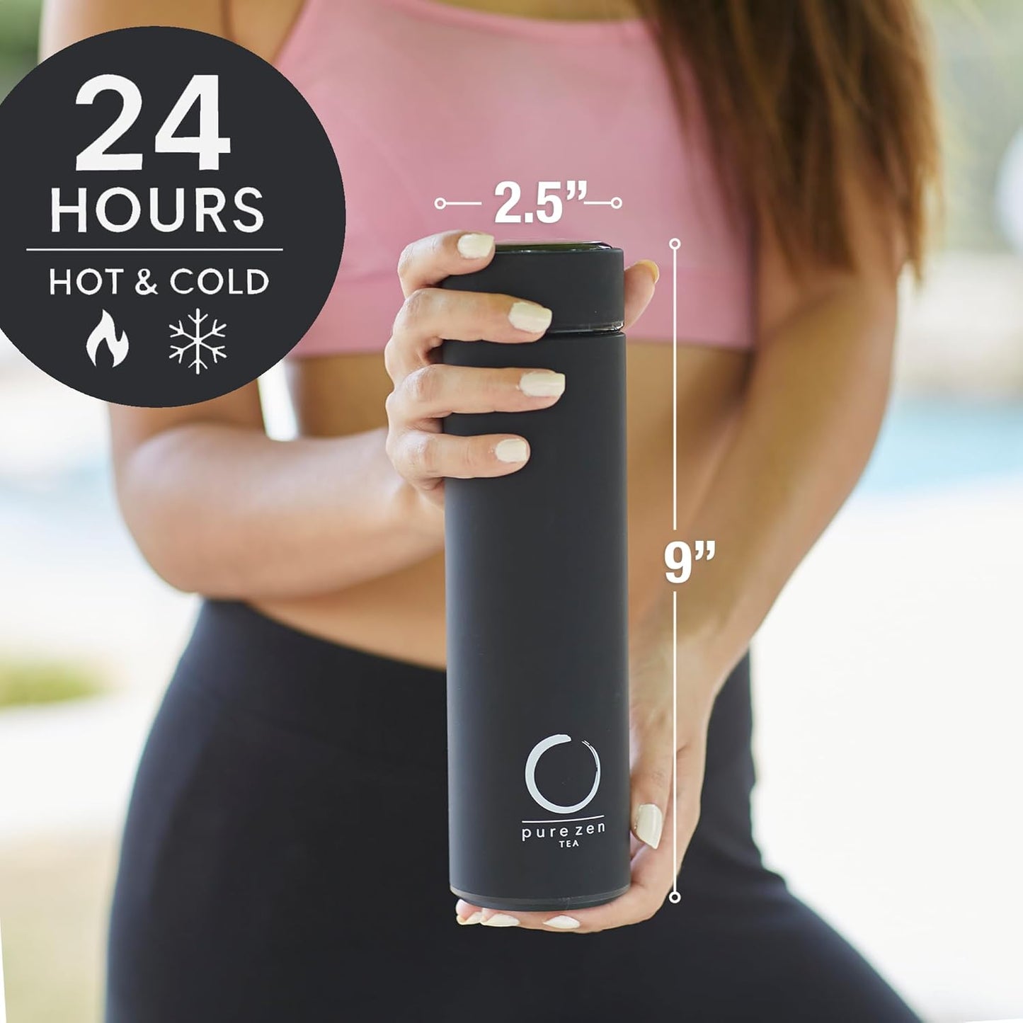 Insulated Tea Infuser Bottle, 15 Oz, Tea Thermos with Infuser